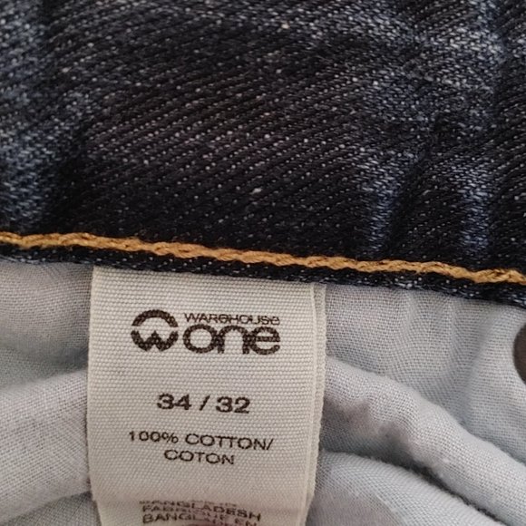Warehouse One Men's Denim Jeans 34x32 Dark Wash Like New Straight Leg Relaxed - Picture 9 of 9